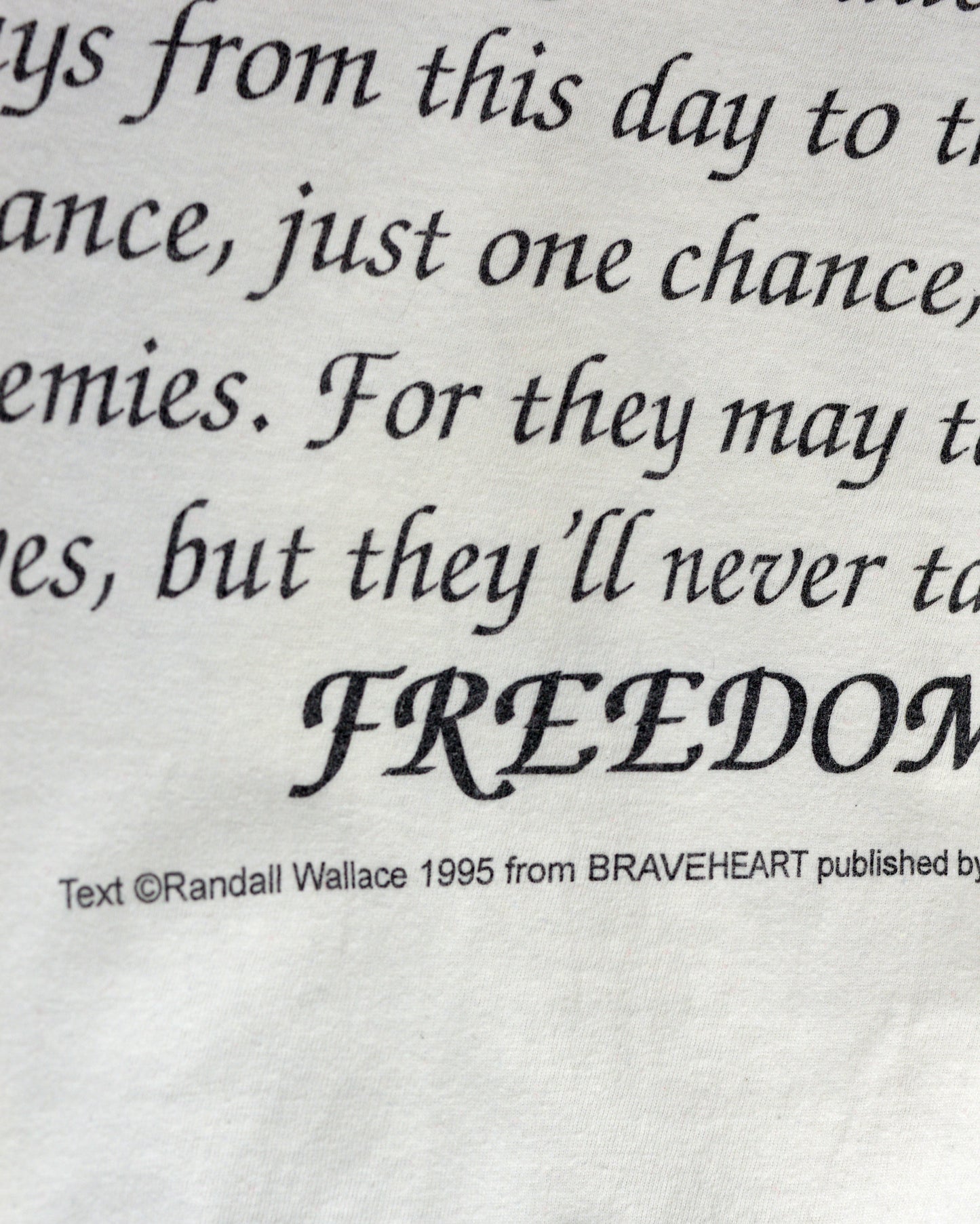 Vintage Braveheart Freedom Randall Wallace 1995 t shirt